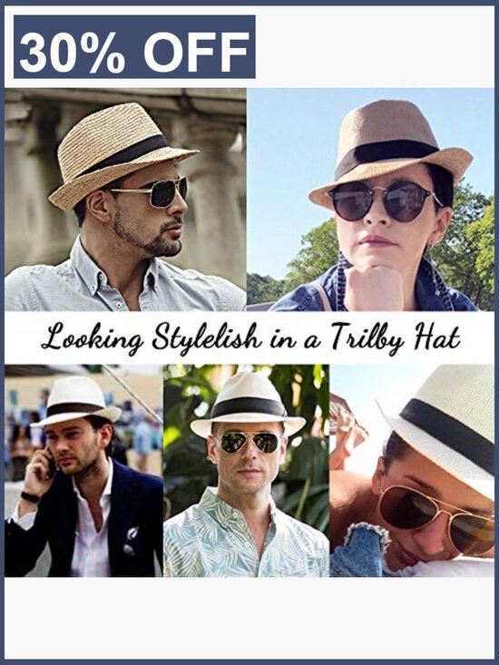 Trilby Fedora Hat 1920s Wool Felt Panama Short Brim Unisex Adjustable main image 7